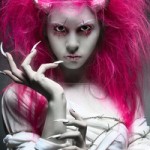 Creepy girl with pink hair