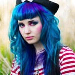 Girl with blue and purple curly hair