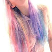 Girl with hair colored with kool-aid hair dye