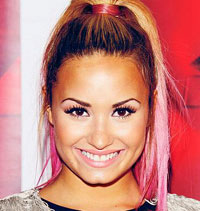 Demi Lovato with baby pink tips
