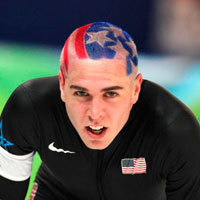 American Athlete with red, white and blue hair